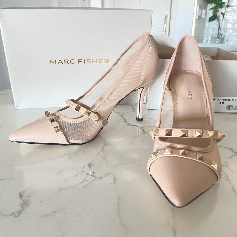 Marc Fisher- Pumps with Gold Accents- MCHADAMA-light natural 110-size 9M